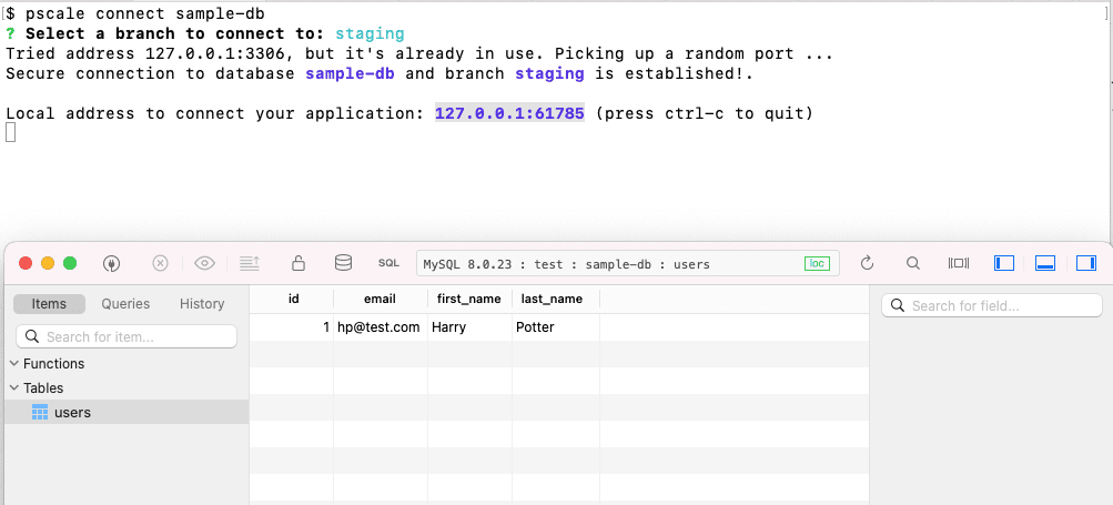 TablePlusとの接続