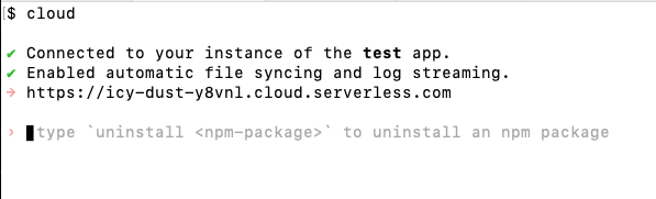 cloudコマンド実行時の画面