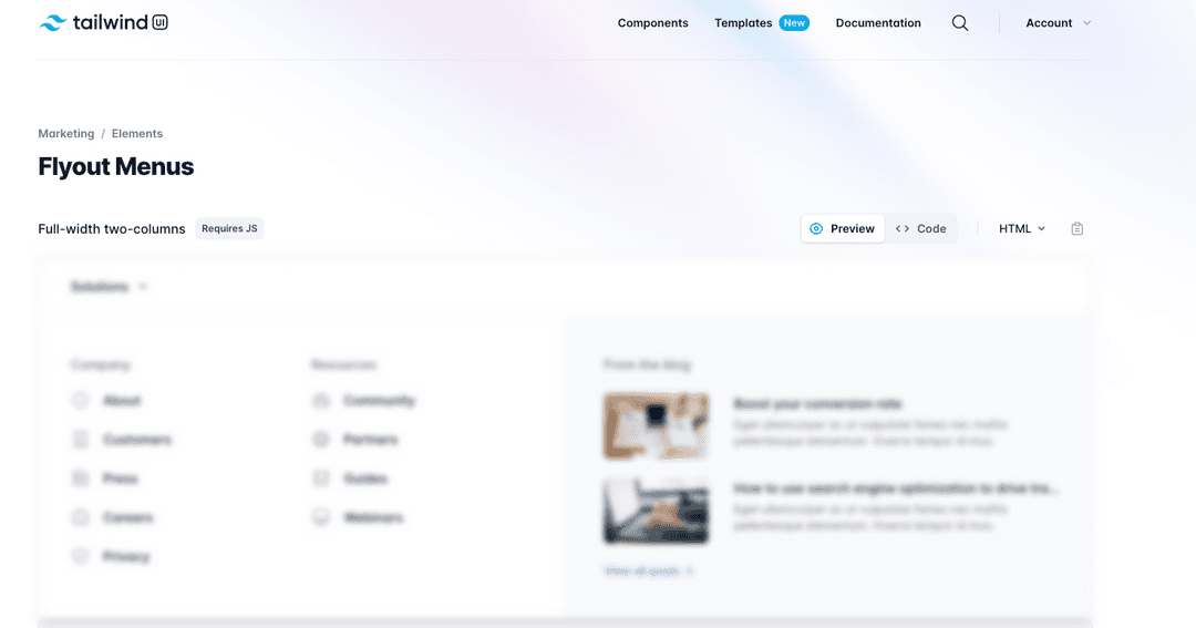 TailwindUIのサンプル (モザイクをかけてます)